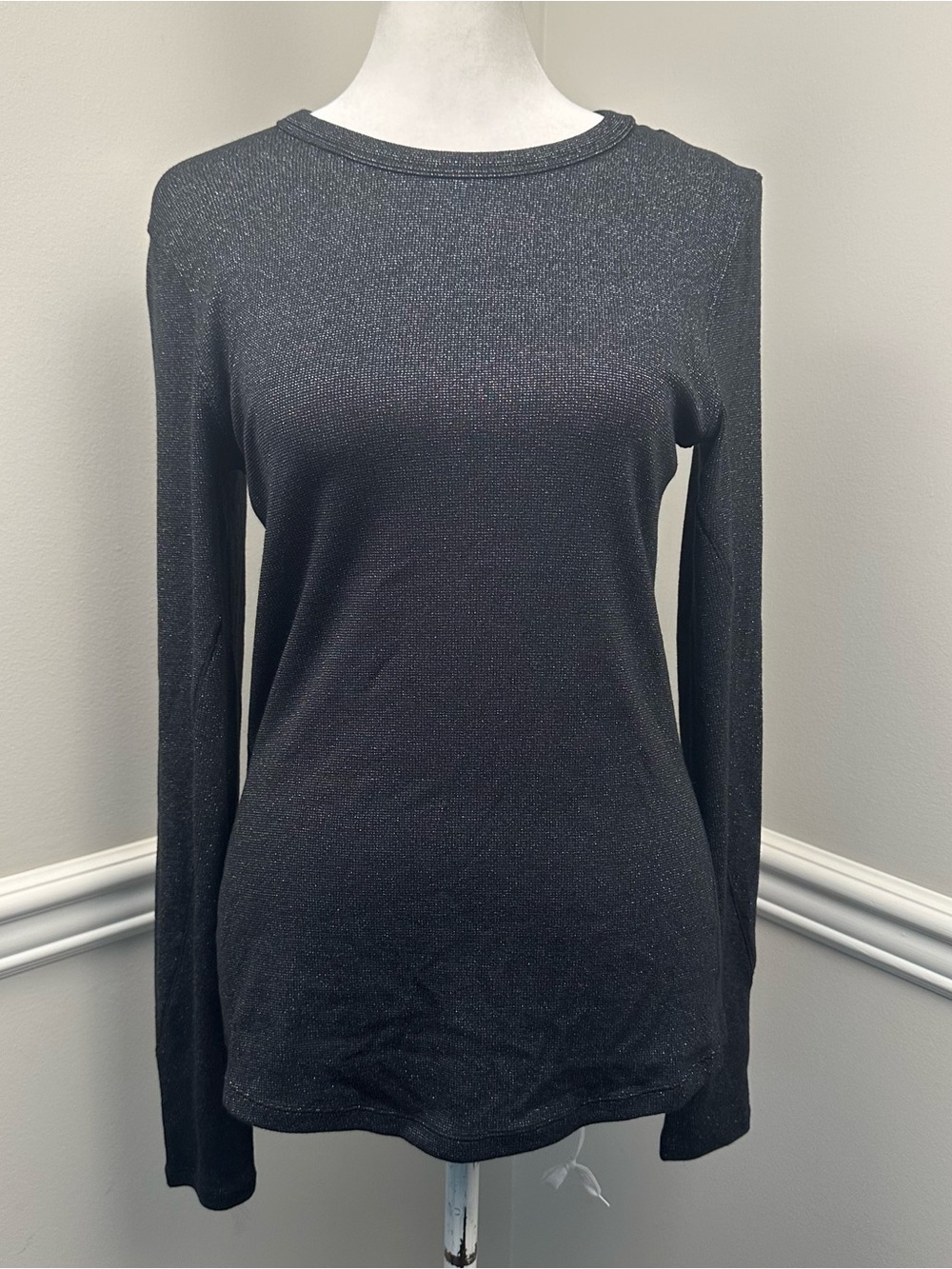lululemon athletica Black Long Sleeve Metallic Crewneck